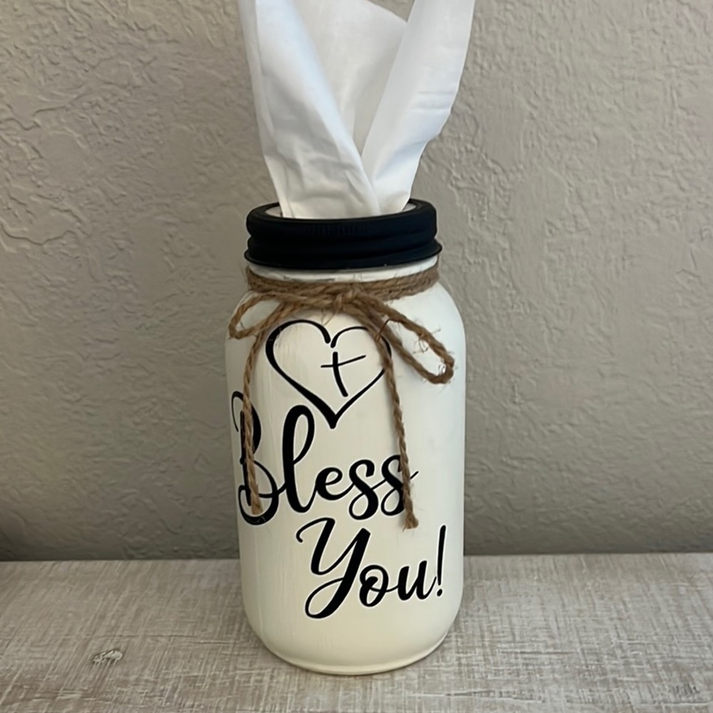 “Bless You”Mason Jar Tissue Holder